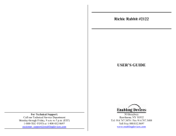 Richie Rabbit #2122 USER`S GUIDE