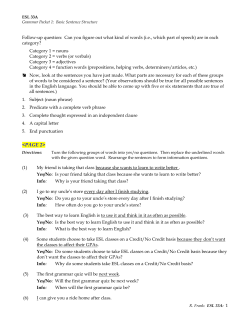 Grammar Packet #1 Answer Key