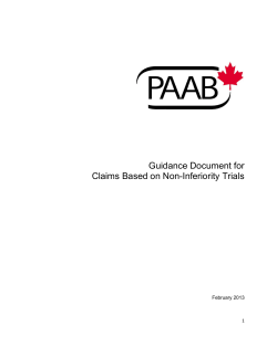Guidance Document for Claims Based on Non-Inferiority Trials