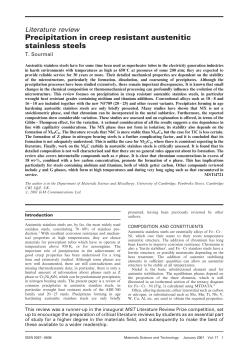 Precipitation in creep resistant austenitic stainless - Phase