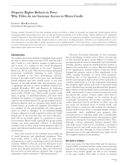 Property Rights Reform in Peru: Why Titles do not Increase Access