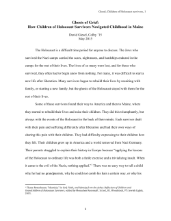 Ghosts of Grief: How Children of Holocaust Survivors Navigated