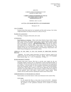 May 16, 2016 - Carbon Lehigh Intermediate Unit 21