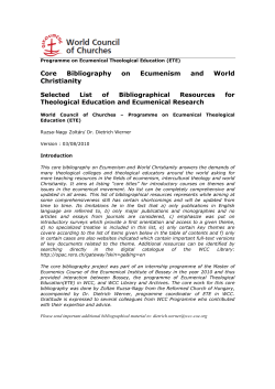 Core Bibliography on Ecumenism and World Christianity