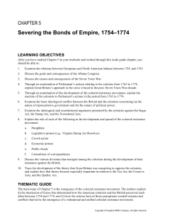 Severing the Bonds of Empire, 1754&ndash;1774