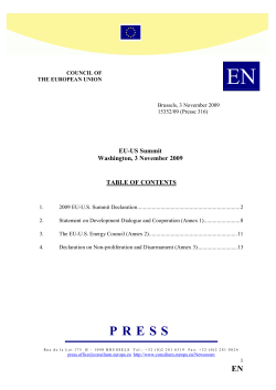 EU-US Summit Washington, 3 ovember 2009 TABLE OF CO TE TS