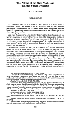 The Politics of the Mass Media and the Free Speech Principle