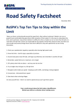 Top Ten Tips to Stay Within the Speed Limit 2016