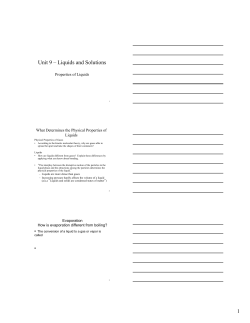 Unit 9 &ndash; Liquids and Solutions