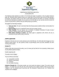 English/Sentence Skills Study Guide for the ACCUPLACER (CPT