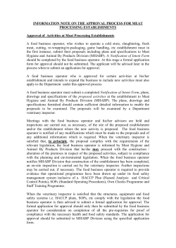 INFORMATION NOTE ON THE APPROVAL PROCESS FOR MEAT