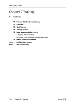 Chapter 7 Training - Food Standards Agency