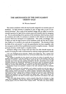 The Mechanics of the Instalment Credit Sale