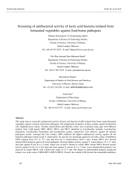 Screening of antibacterial activity of lactic acid bacteria isolated from