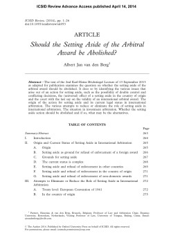 Should the Setting Aside of the Arbitral Award be Abolished?