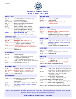 Academy Calendar - Shady Side Academy