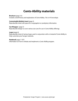 Cents-Ability packet - Presbyterian Mission Agency
