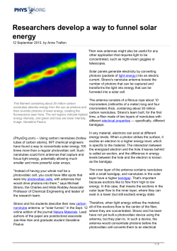 Researchers develop a way to funnel solar energy