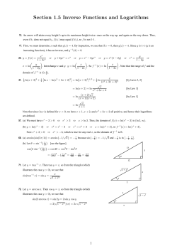 Section 1.5 Inverse Functions and Logarithms