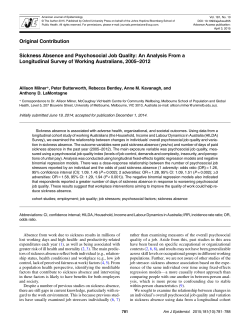 Sickness Absence and Psychosocial Job Quality: An Analysis From