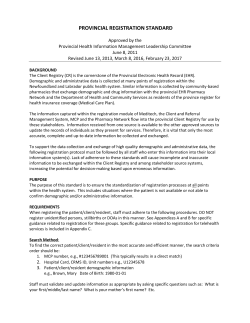 Provincial Standard for Registration