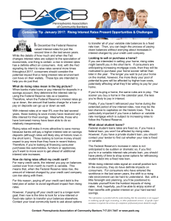 Consumer Tip - January 2017 Rising Interest Rates Present