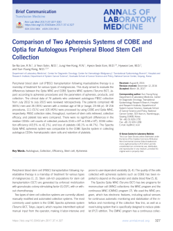 Comparison of Two Apheresis Systems of COBE and Optia for
