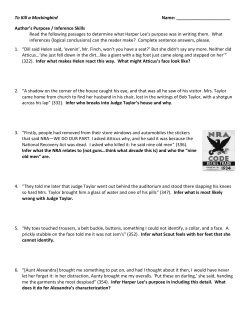 Author`s Purpose / Inference Skills Read the following