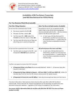 Availability of IRS Tax Return Transcripts (and IRS Data Retrieval for