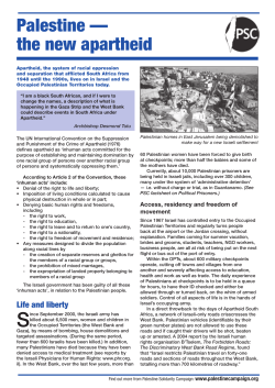 Palestine &mdash; the new apartheid - Palestine Solidarity Campaign
