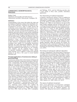 LUMINESCENCE, GEOMORPHOLOGICAL PROCESSES Definition