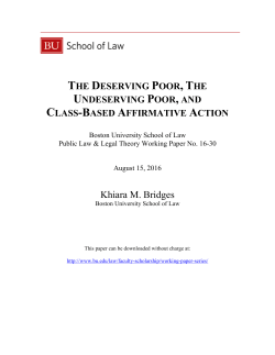 The Deserving Poor, the Undeserving