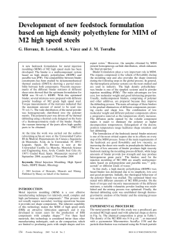Development of new feedstock formulation based on high density