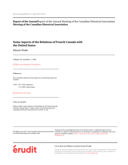 Some Aspects of the Relations of French Canada with