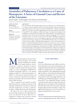 Anomalies of Pulmonary Circulation as a Cause of Hemoptysis: A