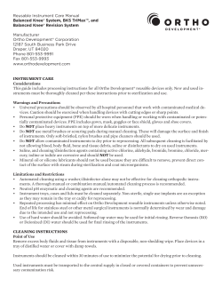Reusable Instrument Care Manual Balanced Knee&reg; System, BKS