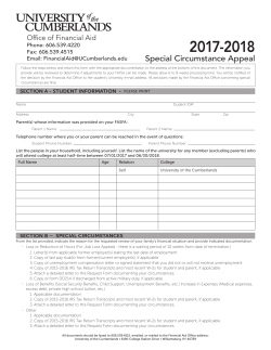 Special Circumstance Appeal - University of the Cumberlands