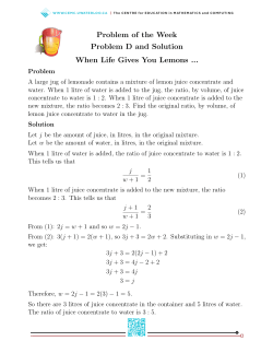 Problem of the Week Problem D and Solution When Life Gives You