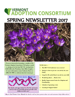 spring newsletter 2017 - Vermont Adoption Consortium