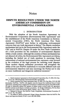 Dispute Resolution Under the North American Commission on