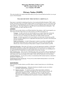 HIPPA Notice Of Privacy - Rejuvenate Mind