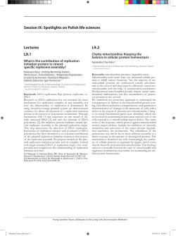 Lectures L9.1 L9.2 Session IX: Spotlights on Polish life sciences