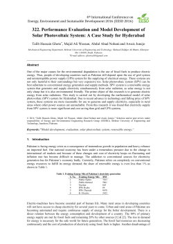 322. Performance Evaluation and Model Development of Solar