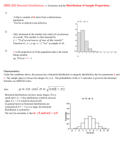 QMS 202 Binomial Distributions, &pi;, Symmetry and the Distribution of