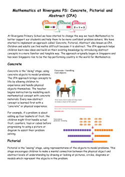 Mathematics at Rivergums PS: Concrete, Pictorial and Abstract (CPA)