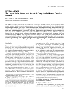 The Use of Racial, Ethnic, and Ancestral Categories in