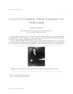 Calcium Carbide: From Gaslight to Fertilizer