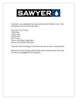 Microbiological Test conducted on the Sawyer Point Zero Two Purifier
