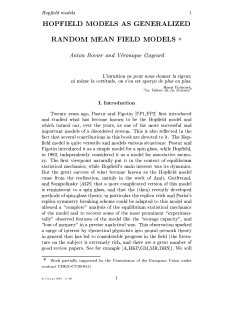 HOPFIELD MODELS AS GENERALIZED RANDOM MEAN FIELD