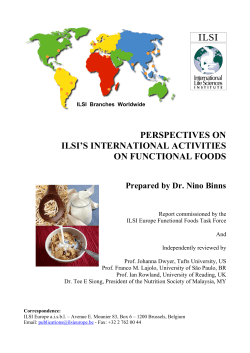 perspectives on ilsi`s international activities on functional foods